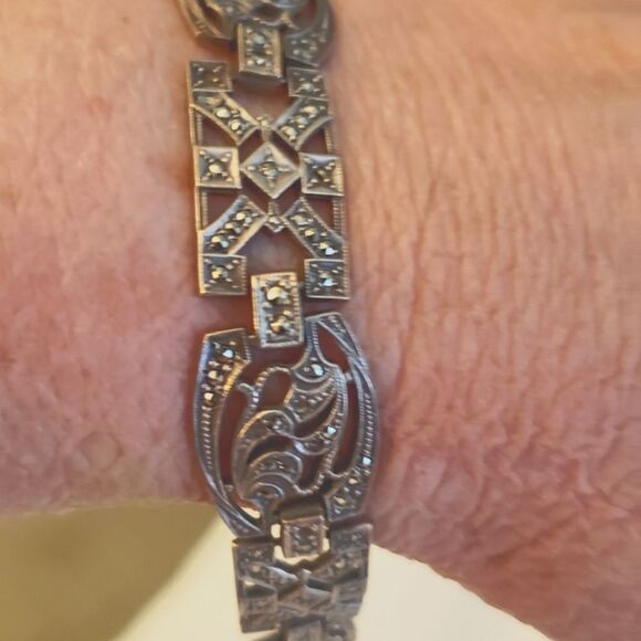 VTG Sterling Marcasite Bracelet - Picture 1 of 10